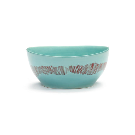 Ottolenghi Feast Small Bowl Ø16cm, Azure  / Red Stripe, Set of 4