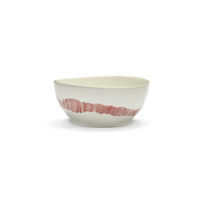 Ottolenghi Feast Small Bowl Ø16cm, White / Red Stripe, Set of 4