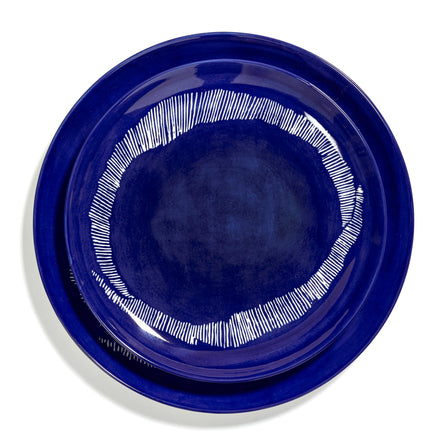 Ottolenghi Feast Starter Plate Ø22cm, Dark Blue - White Stripes, Set of 2