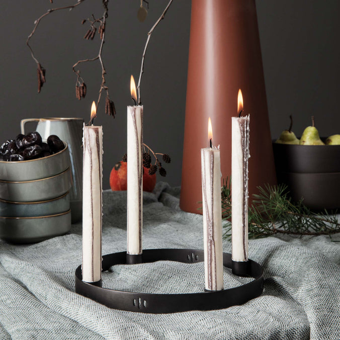 ferm LIVING Circle Candle Holder Black Brass, Small