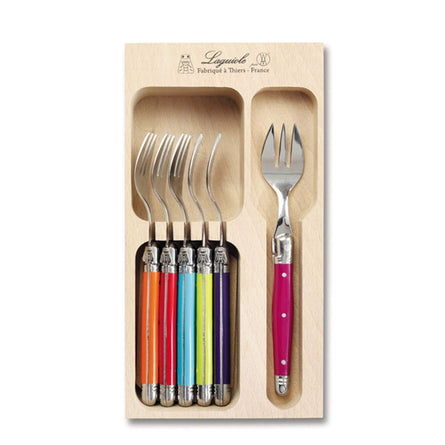 Laguiole Cake Forks Set 6pcs, Multi Colours