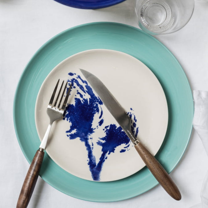 Ottolenghi Feast Breakfast Plate Ø19cm, Off White - Blue Artichoke, Set of 2