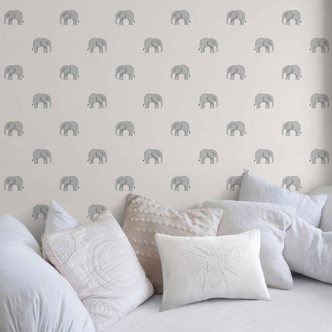 Sophie Allport Elephant Wallpaper, Natural